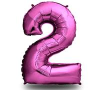 envami® Ballon gonflable en forme de chiffre Taille XXL 101 cm Décoration d'anniversaire Rose Ballon géant en aluminium Vole à l'hélium Décoration d'anniversaire fille (nombre 2)