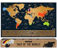 envami® Carte du monde à gratter - Fabriqué en Allemagne - 68 x 43 cm - dorée - planisphère mural de voyage - poster carte à gratter - scratch off map - cadeau voyage pour voyageur