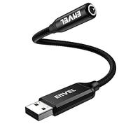 ENVEL Adaptateur Casque 3,5 mm Femelle vers USB mâle, Carte Son stéréo Externe à Puce intégrée, TRRS 4 pôles Pris en Charge USB vers Casque Adaptateur pour PS4 Ordinateur Portable PC
