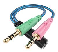 ENVEL Adaptateur Jack Micro Casque Audio Stéréo 3,5mm Splitter | Audio Câble Y Adaptateur Femelle à 2 Mâle en Nylon tressé Compatible avec PC, Ordinateur, Ecouteur, Enceinte, 22cm