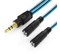 ENVEL Répartiteur Jack 3.5mm Double Sortie Audio Nylon Tressé Or 24K