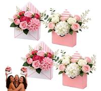 Envelope Boxes, Valentine Gift Box, Red, Valentines Day Flower Bouquet Package Folding Paper for Wedding Birthday Festival Party Decoration(4Pcs*Pink)