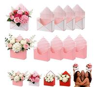 Envelope Boxes, Valentine Gift Box, Red, Valentines Day Flower Bouquet Package Folding Paper for Wedding Birthday Festival Party Decoration(8Pcs*Pink)