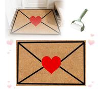 Envelope Door Mat, Envelope Heart Artificial Coir Door Mat, Valentine Rug Outdoor, Non-Slip Rubber Backing Heart Envelopes Welcome Mats for Indoor & Outdoor (A, 40 x 60 cm)