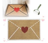 Envelope Door Mat, Envelope Heart Artificial Coir Door Mat, Valentine Rug Outdoor, Non-Slip Rubber Backing Heart Envelopes Welcome Mats for Indoor & Outdoor (B, 50 x 80 cm)