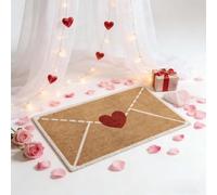 Envelope Heart Artificial Coir Door Mat, Heart Envelope Door Mat, Red Love Valentine Non-Slip Rug Outdoor, Romantic Porch Entryway Home Decor (B,31.50 in × 47.24 in)
