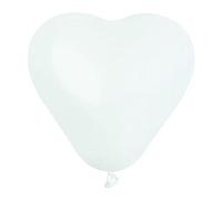 Enveloppe 100 ballons cœur en latex naturel Premium Quality CR6 (16 cm / 6"), blanc