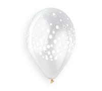 Enveloppe 25 ballons avec impression Confetti Dots Crystal en latex naturel Premium Quality G120 (Ø 33 cm / 13"), Transparent