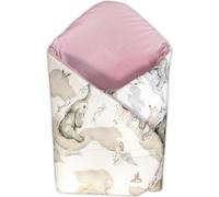 Enveloppe avec renfort de noix de coco, coton, éléphant et arc-en-ciel, blanc/rose