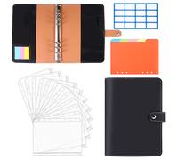 Enveloppe Budget A5,moinkerin Classeur Budget A5, Avec Couvertures de Reliure en Plastique Transparent,Feuilles de Budget,Étiquettes Autocollantes,Règle Souple pour l'Argent, les Voyages et l'Agenda