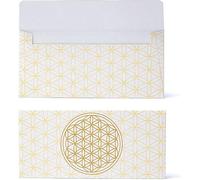 Enveloppe carte cadeau blanche or Fleur de vie -- 19x9cm