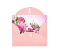 Enveloppe de carte de remerciement avec papillon et fleurs qui s'embrassent - 10,2 x 15,2 cm - Pour mariage, fête prénatale, remerciement, enterrement de vie de jeune