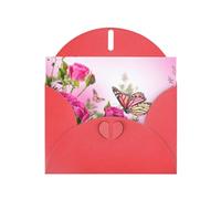 Enveloppe de carte de remerciement avec papillon et fleurs qui s'embrassent - 10,2 x 15,2 cm - Pour mariage, fête prénatale, remerciement, enterrement de vie de jeune