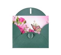 Enveloppe de carte de remerciement avec papillon et fleurs qui s'embrassent - 10,2 x 15,2 cm - Pour mariage, fête prénatale, remerciement, enterrement de vie de jeune