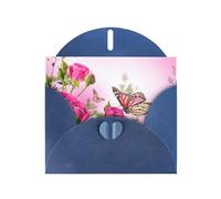 Enveloppe de carte de remerciement avec papillon et fleurs qui s'embrassent - 10,2 x 15,2 cm - Pour mariage, fête prénatale, remerciement, enterrement de vie de jeune