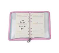 Enveloppe de protection à 6 anneaux en PVC transparent avec fermeture éclair, 25 x 18 cm, pour carnet de notes rechargeable, école, étude, maison, voyage, fête de mariage