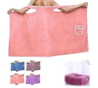Enveloppe de serviette de bain pour femmes, enveloppe de jupe de bain en velours corallien autour de la serviette, robe de spa de douche, spa sauna avec des poches, absorption d'eau pink