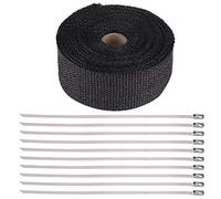 Enveloppe de tuyau, 16FT noir haute isolation thermique de tuyau d'échappement Wrap ruban de tissu pour voiture moto