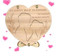 Enveloppe en bois en forme de coeur - Porte-cartes de vœux de mariage, Station cadeau décorative avec de l'argent, souvenir romantique fait à la main, Présentation fascinante avec fermeture sécurisée