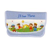 Enveloppe porte-couvert/serviette/serviette pour maternelle | 100 % coton | 18 x 27 cm fermé 18 x 54 cm ouvert | personnalisable avec nom