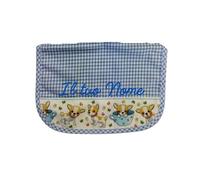 Enveloppe porte-couvert/serviette/serviette pour maternelle | 100 % coton | 18 x 27 cm fermé 18 x 54 cm ouvert | personnalisable avec nom