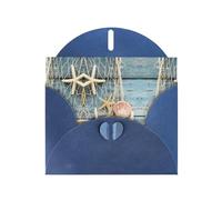 Enveloppe pour carte de remerciement motif coquillages et étoiles de mer sable 10,2 x 15,2 cm pour mariage, fête prénatale, remerciement, enterrement de vie de jeune fille, fête d'affaires