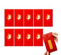 Enveloppe Rouge - 3D 2026 Pochettes Chinoises Lunaires | 10 Pièces Rouge en Feuille d'Or - pour Anniversaire Fête Soirée Célébrations Événements Parents Famille Couples
