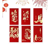 Enveloppe rouge chinoise, 6 pièces de sacs à motif de cheval - Enveloppes du Nouvel An chinois 2026 - Pour garçons, filles, adultes, amis, célébration d'anniversaire, festival d'hiver
