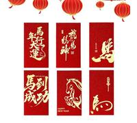 Enveloppe rouge chinoise - Paquet de pièces de monnaie de l'année du cheval, fonction Ce soir de bon augure, argent Bonne Hongbao pour les fournitures de célébration du Nouvel An pour les amis