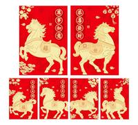 Enveloppe rouge chinoise | Paquet de pièces de monnaie sur le thème des chevaux - Texte de bénédiction 2026 à chaud | Enveloppes de Noël pour espèces de Noël | pour garçons, filles, adultes, amis