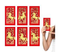 Enveloppe Rouge De L'Année Du Cheval - 6 modèles chevaux fête du printemps,Décorations de Hong Bao pour le Nouvel An | Pour Adultes, Couples, Famille, Amis,