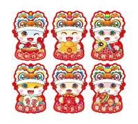 Enveloppe rouge de l'année du serpent,enveloppe rouge du nouvel an,6 enveloppes de poche rouges à motifs de serpents différents | Paquets rouges d'argent, enveloppes chinoises pour l'argent 2025 rem