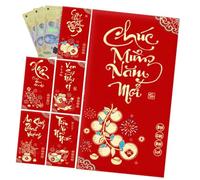 Enveloppe rouge vietnamienne - Lunar Fest Moneyset, Matte Envelope | Premium Prosperity Blessing Packet Design Series, Grand Tet Fortune Giftcover Craft Ensemble Prosperity Set pour 2026 Tetpack