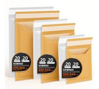 Enveloppes Bulles Expédition, Kraft, Blanc ou Mixte - Fermeture Auto - Pochettes Papier avec Protection Bulles, Pour Envois Sécurisés - Pack L - Ofituria (Kraft et Blanc, 120 enveloppes)