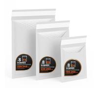 Enveloppes Bulles Expédition, Kraft, Blanc ou Mixte - Fermeture Auto - Pochettes Papier avec Protection Bulles, Pour Envois Sécurisés - Pack M - Ofituria (Blanc, 24 enveloppes)