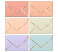 Enveloppes C6 - Lot de 30 Enveloppes A6 avec Liseré Doré, 114 x 162 mm, 6 Couleurs Pastel Douces, Idéales pour Mariages, Anniversaires, Remerciements et Faire-Part