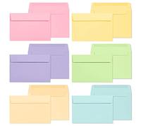 Enveloppes C6 - Lot de 48 Enveloppes A6 Colorées pour Faire-Part, Cartes et Messages, 114 x 162 mm, Idéales pour Mariages, Anniversaires et Remerciements, 6 Couleurs Pastel Douces