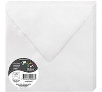 Clairefontaine 50033C - Paquet de 20 Enveloppes Gommées - Format Carré (16,5x16,5cm) - 120g/m² - Coloris Blanc Irisé - Invitation Evènements et Correspondance - Gamme Pollen - Papier Premium Lisse