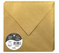 Clairefontaine 50083C - Paquet de 20 Enveloppes Gommées - Format Carré (16,5x16,5cm) - 120g/m² - Coloris Or - Invitation Evènements et Correspondance - Gamme Pollen - Papier Premium Lisse