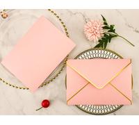 Enveloppes Carrées/Rectangulaires Avec Perles,4 Pièces,Pour Cartes D'invitation Ou De Mariage,Couleur Ivoire/Blanc/Rose Clair/Or Bordeaux Gris Bleu - Type 250g Pearl Pink Gold-19.5x13.5cm