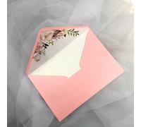 Enveloppes Carrées/Rectangulaires Avec Perles,4 Pièces,Pour Cartes D'invitation Ou De Mariage,Couleur Ivoire/Blanc/Rose Clair/Or Bordeaux Gris Bleu - Type Pink With Flower-19.5x13.5cm