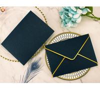 Enveloppes Carrées/Rectangulaires Avec Perles,4 Pièces,Pour Cartes D'invitation Ou De Mariage,Couleur Ivoire/Blanc/Rose Clair/Or Bordeaux Gris Bleu - Type 250g Pearl Navy Gold-19.5x13.5cm