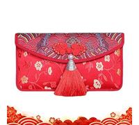Enveloppes chinoises de soie rouges, traditionnelles chinoises New Year Red Packets, grande taille traditionnelle Packets | Chineses Reds Envelopes With Tassels | For Adults Elders Home Family