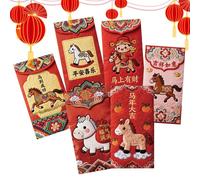 Enveloppes chinoises du Nouvel An - Décorations traditionnelles pour la prospérité et le bonheur - Année du cheval - Enveloppes rouges - Pour anniversaire, mariage, fête, réunion - Pour