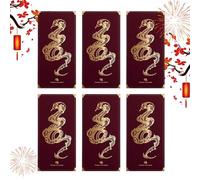 Enveloppes chinoises pour de l'argent - Enveloppes chinoises rouges, Enveloppes d'argent chanceux 2025, Rouge serpent | 6 enveloppes du Festival du Printemps avec des mots de bénédiction imprimés à