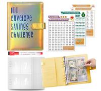 Enveloppes Classeur de défi d'économie d'argent - Classeur de budget | Classeurs de défi, carnet d'épargne à feuilles mobiles A5, journal numéroté 14,8 x 21 cm, planificateur amovible, suivi des objec