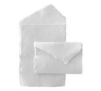Enveloppes de Cartes Tout-En-Un Blanches Faites À La Main par Wanderings Avec Bordure Festonnée - 11x16 cm - Lot de 25 - Pour Annonces, Invitations de Mariage, Cartes de Vœux, Artisanat - 300 GSM