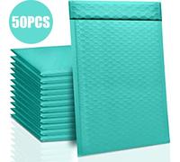 Enveloppes De Courrier Rembourrées À Bulles, En Poly, Pour Emballage De Cadeau, Sac Auto-Scellant, Vert Et Blanc, 50 Pièces