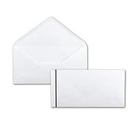 Enveloppes de deuil blanches avec trait de deuil noir - 75 pièces - Enveloppes DIN Lang 110x220 mm collage humide sans fenêtre pour enterrements, avis de décès, remerciements, condoléances