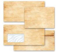 Enveloppes de motif PARCHEMIN Antique & Histoire 50 enveloppes (sans fenêtre) DIN LANG (220x110 mm) | Paper-Media